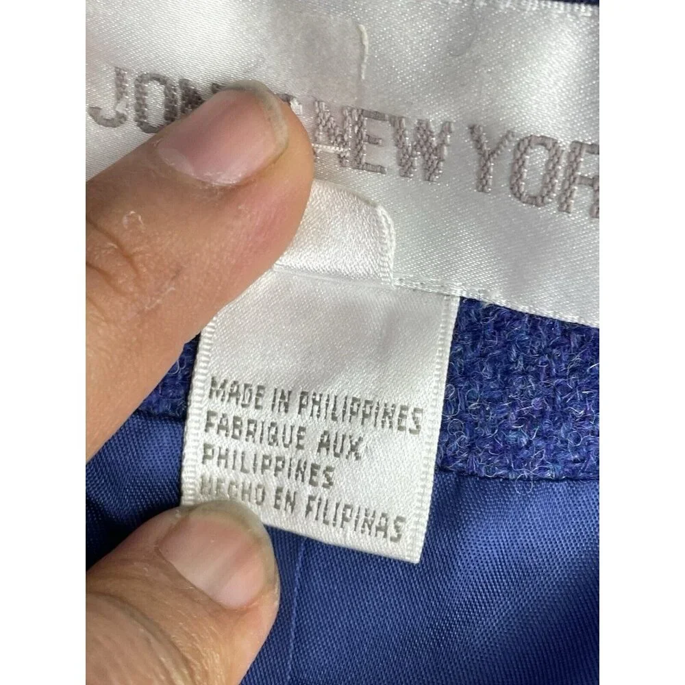 JONES NEW YORK Blazer Jacket 100% Wool Button Up  Blue Size 8 - Picture 5 of 16